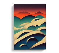 The Abstract Mountain Landscape Peach Canvas Wall Art Print 30x20 Inch