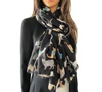 The Accessory Co. Cat Print Womens Scarf - Lightweight Cotton Shawl Wrap, Fun Cat Design, Ideal for Spring, Summer, Autumn & Winter - Perfect for Birthdays, Mother’s Day & More