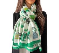 The Accessory Co. Cat Print Womens Scarf - Lightweight Cotton Shawl Wrap, Fun Cat Design, Ideal for Spring, Summer, Autumn & Winter - Perfect for Birthdays, Mother’s Day & More