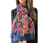 The Accessory Co. Cat Print Womens Scarf - Lightweight Cotton Shawl Wrap, Fun Cat Design, Ideal for Spring, Summer, Autumn & Winter - Perfect for Birthdays, Mother’s Day & More