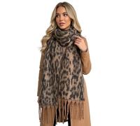 The Accessory Co. Fluffy Leopard Print Scarf for Women - Oversized Blanket Scarf Shawl Wrap, Large Warm Womens Winter, Chunky & Cosy, Long Soft Brown Black Grey, Gift for Her (Plain Brown)