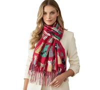 The Accessory Co. Fun Cat Scarf, Cat Gift for Cat Lover, Womens Scarf Lightweight Shawl Wrap, Ladies Pashmina Scarves for Spring Summer Autumn Winter, Gift for Her, Birthday, Mothers Day (Royal Red)