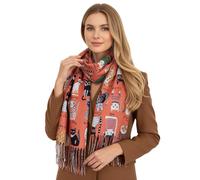 The Accessory Co. Fun Cat Scarf, Cat Gift for Cat Lover - Womens Scarf Lightweight Shawl Wrap, Ladies Pashmina Scarves for Spring Summer Winter - Gift for Her, Birthday, Mothers Day (Orange Cats)