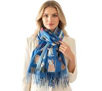 The Accessory Co. Fun Cat Scarf, Cat Gift for Cat Lover, Womens Scarf Lightweight Shawl Wrap, Ladies Pashmina Scarves for Spring Summer Autumn Winter, Gift for Her, Birthday, Mothers Day (Bright Blue)