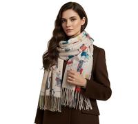 The Accessory Co. Fun Cat Scarf, Cat Gift for Cat Lover, Womens Scarf Lightweight Shawl Wrap, Ladies Pashmina Scarves for Spring Summer Autumn Winter, Gift for Her, Birthday, Mothers Day (Off White)