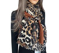 The Accessory Co. Ladies Large Leopard Print Scarf for Women, Animal NHS Colourful Rainbow Bright Striped, Shawl Wrap Long Neck Scarf (Brown Stripe)