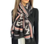 The Accessory Co. Ladies Large Leopard Print Scarf for Women, Animal NHS Colourful Rainbow Bright Striped, Shawl Wrap Long Neck Scarf (Grey Stripe)