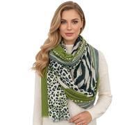 The Accessory Co. Ladies Large Leopard Print Scarf for Women, Animal NHS Colourful Rainbow Bright Striped, Shawl Wrap Long Neck Scarf (Apple Green)