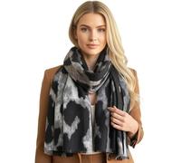 The Accessory Co. Ladies Large Leopard Print Scarf for Women, Animal NHS Colourful Rainbow Bright Striped, Shawl Wrap Long Neck Scarf (Large Print Grey)