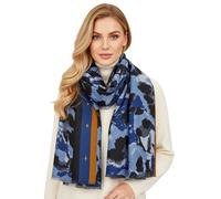 The Accessory Co. Ladies Large Leopard Print Scarf for Women, Animal NHS Colourful Rainbow Bright Striped, Shawl Wrap Long Neck Scarf (Blue Cameo)