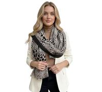 The Accessory Co. Ladies Large Leopard Print Scarf for Women, Animal NHS Colourful Rainbow Bright Striped, Shawl Wrap Long Neck Scarf (Leopard Dot Black)