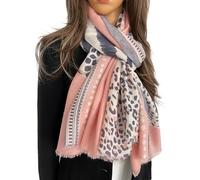 The Accessory Co. Ladies Large Leopard Print Scarf for Women, Animal NHS Colourful Rainbow Bright Striped, Shawl Wrap Long Neck Scarf (Baby Pink)