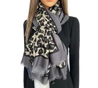 The Accessory Co. Ladies Large Leopard Print Scarf for Women, Animal NHS Colourful Rainbow Bright Striped, Shawl Wrap Long Neck Scarf (Beige Grey)