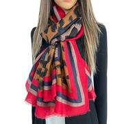 The Accessory Co. Ladies Large Leopard Print Scarf for Women, Animal NHS Colourful Rainbow Bright Striped, Shawl Wrap Long Neck Scarf (Red Stripe)