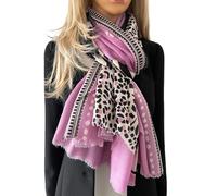 The Accessory Co. Ladies Large Leopard Print Scarf for Women, Animal Print Scarves, Long Neck Scarf, Designer Shawl Wrap Tiger Zebra, Mustard Yellow Green Pink (Lilac)