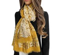 The Accessory Co. Ladies Large Snakeskin Scarf for Women, Leopard Print, Animal Shawl Wrap Sheer, Lightweight Scarves, Metallic Silver Mustard Yellow Pink Grey (Mustard Yellow)
