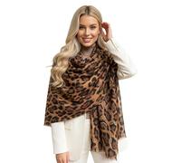 The Accessory Co. Large Leopard Print Scarf for Women - Long Large Lightweight Metallic Foil Animal Print Shawl Wrap, Womens Stylish Cotton Neck Scarf, Ladies Sparkly Christmas Scarf (Brown Metallic)