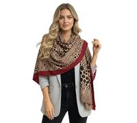 The Accessory Co. Large Leopard Print Scarf for Women - Long Lightweight Animal Print Shawl Wrap, Womens Stylish Cotton Neck Scarves, Ladies Gift for Her, Spring Summer Winter Casual Wear (Burgundy)
