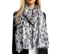 The Accessory Co. Large Leopard Print Scarf for Women - Snakeskin Print Block Design - Long, Large, Lightweight Animal Print Shawl Wrap - Stylish Neck Scarf for Women (Ombre Grey)