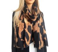 The Accessory Co. Large Leopard Print Scarf for Women - Snakeskin Print Block Design - Long, Large, Lightweight Animal Print Shawl Wrap - Stylish Neck Scarf for Women (Tan Brown)