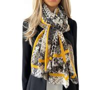 The Accessory Co. Large Snakeskin Scarf for Women, Ladies Leopard Print Blocks, Animal Shawl Wrap, Lightweight Scarves, Mustard Yellow Orange Red Teal, Neck Scarf Gif