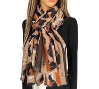 The Accessory Co. Large Snakeskin Scarf for Women - Leopard Print Block Design - Lightweight Animal Print Shawl Wrap - Stylish Neck Scarf for Women