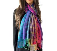 The Accessory Co. Rainbow Multicolour Scarf for Women, Polka Dot Long Pashmina Shawl Wrap Colourful Paisley Peacock Feather Soft Cotton Scarf, Pashmina Womens NHS Gift (Purple)