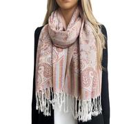 The Accessory Co. Rainbow Multicolour Scarf for Women, Polka Dot Long Pashmina Shawl Wrap Colourful Paisley Peacock Feather Soft Cotton Scarf, Pashmina Womens NHS Gift (Cream Cotton)