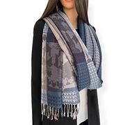 The Accessory Co. Rainbow Multicolour Scarf for Women, Polka Dot Long Pashmina Shawl Wrap Colourful Paisley Peacock Feather Soft Cotton Scarf, Pashmina Womens NHS Gift (Navy Aztec)