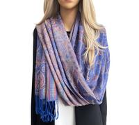 The Accessory Co. Rainbow Multicolour Scarf for Women, Polka Dot Long Pashmina Shawl Wrap Colourful Paisley Peacock Feather Soft Cotton Scarf, Pashmina Womens NHS Gift (Royal Blue Cotton)