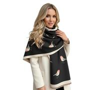 The Accessory Co. Robin Gifts Women Blanket Scarf, Robin Scarf - Thick Ladies Cashmere Scarves, Long Large Oversize Shawl Wrap, Gift for Her, Ladies Bird Christmas Winter Scarf (Black Robin)