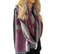 The Accessory Co. Star Blanket Scarf - Reversible Scarf Women Pashmina Shawl, Winter Scarfs Women, Large Wrap, Warm Scarf, Star Print Crinkle Pleated Ladies Scarves Long Wraps (Dark Purple)