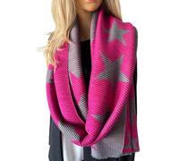 The Accessory Co. Star Blanket Scarf - Reversible Scarf Women Pashmina Shawl, Winter Scarfs Women, Large Wrap, Warm Scarf, Star Print Crinkle Pleated Ladies Scarves Long Wraps (Dark Fuchsia)