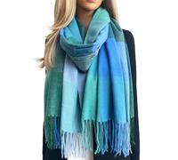 The Accessory Co. Tartan Scarf Checked Blanket Scarf Women, Oversized Scarf Shawl Wrap, Ladies Scarves, Rainbow Plaid Scarf Long Large Warm Winter Scarf, Colour Block, Womens Gifts (Green Blue)