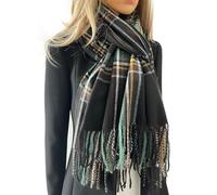 The Accessory Co. Tartan Scarf Checked Blanket Scarf Women, Oversized Scarf Shawl Wrap, Ladies Scarves, Rainbow Plaid Scarf Long Large Warm Winter Scarf, Colour Block, Womens Gifts (Tartan Black)