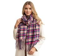 The Accessory Co. Tartan Scarf for Women - Checked Scarf Shawl Wrap, Long & Large Warm Wool Winter Scarves, Plaid Ladies Blanket Scarf - Gift for Women, Womens Gifts (Fuchsia/Royal Blue)