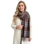 The Accessory Co. Tartan Scarf for Women, Checked Shawl Wrap, Long & Large Warm Cashmere Winter Scarves, Plaid Ladies Blanket Scarf - Gift for Women, Womens Gifts (Brown & Blue)