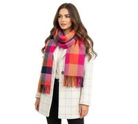 The Accessory Co. Tartan Scarf for Women - Oversized Checked Shawl Wrap, Rainbow Plaid, Large Warm Winter Scarf, Chunky Cosy Fluffy, Long & Soft Colour Block Design, Womens Scarf (Fushcia Pink)