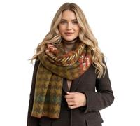 The Accessory Co. Tartan Scarf for Women - Oversized Checked Shawl Wrap, Rainbow Plaid Wool, Large Warm Winter Scarf, Chunky Cosy Fluffy, Long & Soft Colour Block Design, Womens Scarf (Green Chunky)