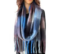 The Accessory Co. Tartan Scarf for Women - Oversized Checked Shawl Wrap, Rainbow Wool Scarf, Large Warm Winter Scarf, Chunky and Fluffy, Stylish Colour Block Design, Womens Scarf