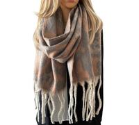 The Accessory Co. Tartan Scarf for Women - Oversized Checked Shawl Wrap, Rainbow Wool Scarf, Large Warm Winter Scarf, Chunky and Fluffy, Stylish Colour Block Design, Womens Scarf