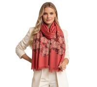 The Accessory Co. Women Pashmina Scarf Shawl Wrap - Large Long Floral Ladies Scarves, Wearable Blanket Scarf, Womens Winter Scarfs, Indian Shawl Wedding Evening Stole, Head Scarf Neck (Rustic Orange)