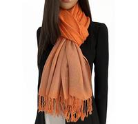 The Accessory Co. Women Pashmina Scarf Shawl Wrap - Large Long Paisley Floral Rainbow Ladies Scarves, Wearable Blanket Scarf, Womens Winter Scarfs, Indian Shawl Wedding Evening Stole (Paisley Orange)