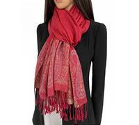 The Accessory Co. Women Pashmina Scarf Shawl Wrap - Large Long Paisley Floral Rainbow Ladies Scarves, Wearable Blanket Scarf, Womens Winter Scarfs, Indian Shawl Wedding Evening Stole (Red Paisley)