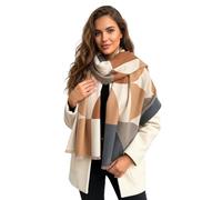 The Accessory Co. Women's Blanket Scarf, Thick Warm Ladies Scarves, Long Large Oversized Soft Shawl Wrap, Gifts for Women, Winter Wool Scarf, Colourful Rainbow (Retro Grey)