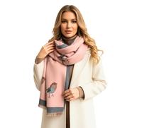 The Accessory Co. Women's Blanket Scarf, Thick Warm Ladies Scarves, Long Large Oversized Soft Shawl Wrap, Gifts for Women, Winter Wool Scarf, Colourful Rainbow (Robin Blush Pink)