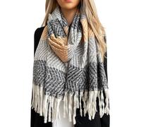 The Accessory Co. Women's Blanket Scarf, Thick Warm Ladies Scarves, Long Large Oversized Soft Shawl Wrap, Gifts for Women, Winter Wool Scarf, Colourful Rainbow (Stripe Black)