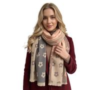 The Accessory Co. Women's Blanket Scarf, Thick Warm Ladies Scarves, Long Large Oversized Soft Shawl Wrap, Gifts for Women, Winter Wool Scarf, Colourful Rainbow (Blush Pink Flower)
