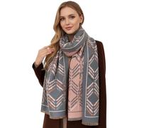 The Accessory Co. Women's Blanket Scarf, Thick Warm Ladies Scarves, Long Large Oversized Soft Shawl Wrap, Gifts for Women, Winter Wool Scarf, Colourful Rainbow (Grey)