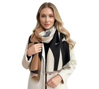 The Accessory Co. Women's Blanket Scarf, Thick Warm Ladies Scarves, Long Large Oversized Soft Shawl Wrap, Gifts for Women, Winter Wool Scarf, Colourful Rainbow (Retro Black)